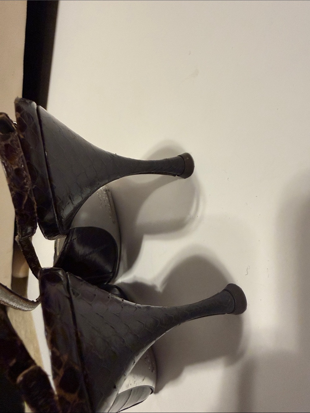 Dolce & Gabbana burgandy eel ski. Leather Slingback Heels - Picture 7 of 7